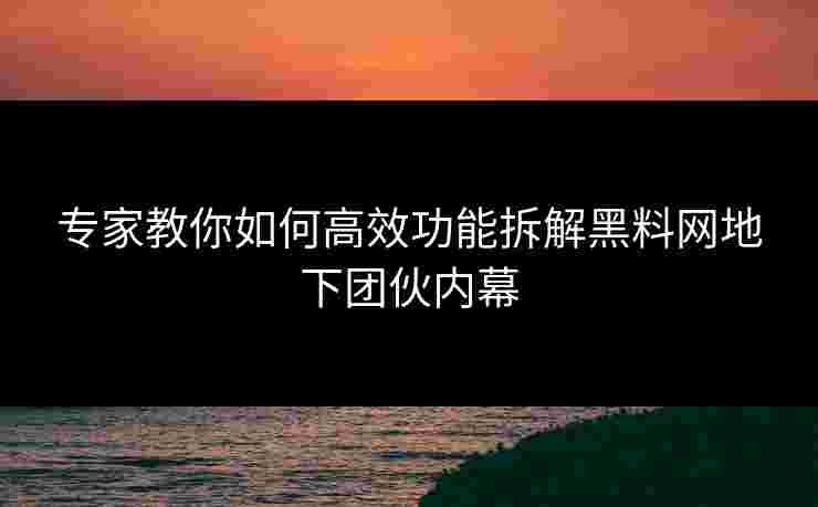 专家教你如何高效功能拆解黑料网地下团伙内幕 专家教你如何高效功能拆解黑料网地下团伙内幕