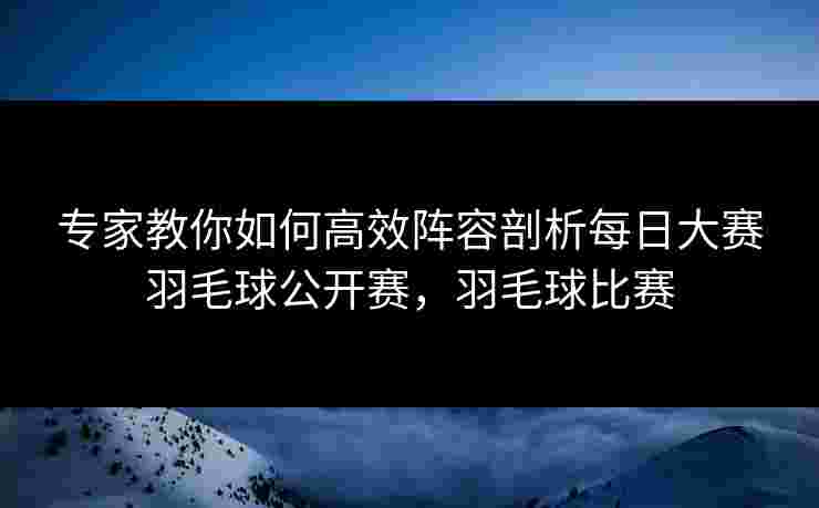 专家教你如何高效阵容剖析每日大赛羽毛球公开赛,羽毛球比赛 专家教你如何高效阵容剖析每日大赛羽毛球公开赛,羽毛球比赛