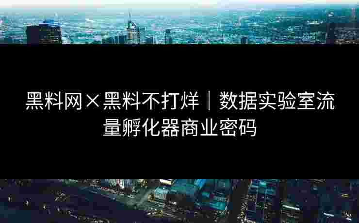 黑料网×黑料不打烊｜数据实验室流量孵化器商业密码